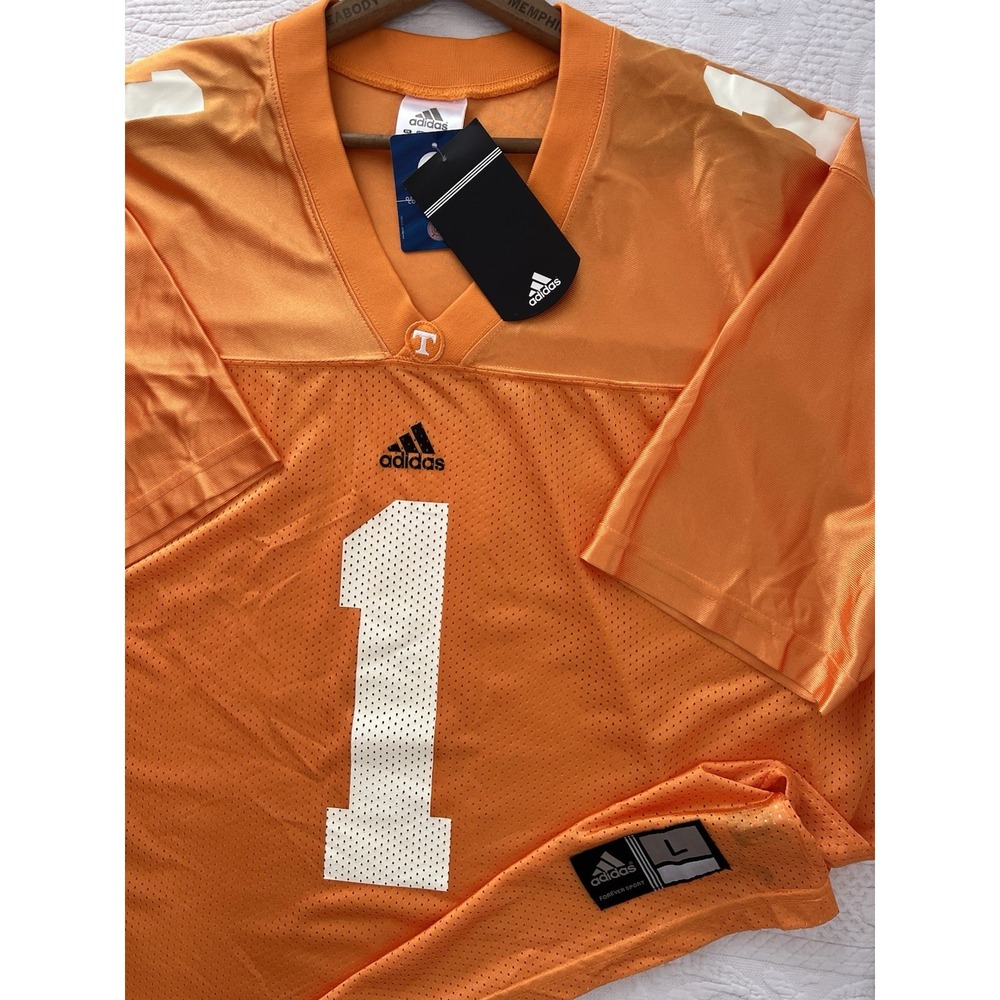 NWT Y2K Adidas Tennessee Volunteers #1 Football Jersey Mens L Orange NCAA Vols